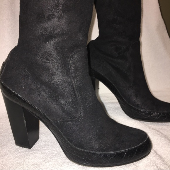 DONALD J. PLINER Boots DISTRESSED SUEDE Black - Sz 8.5 M Made in SPAIN - Picture 12 of 16